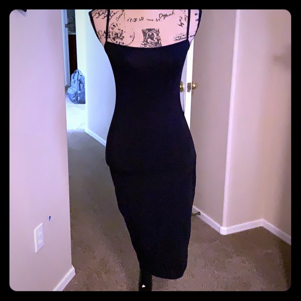 Long black (on body) dress